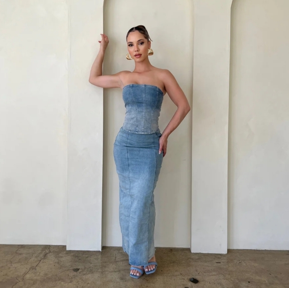 Zara denim midi skirt blue Size XS S M XL - Picture 17 of 17